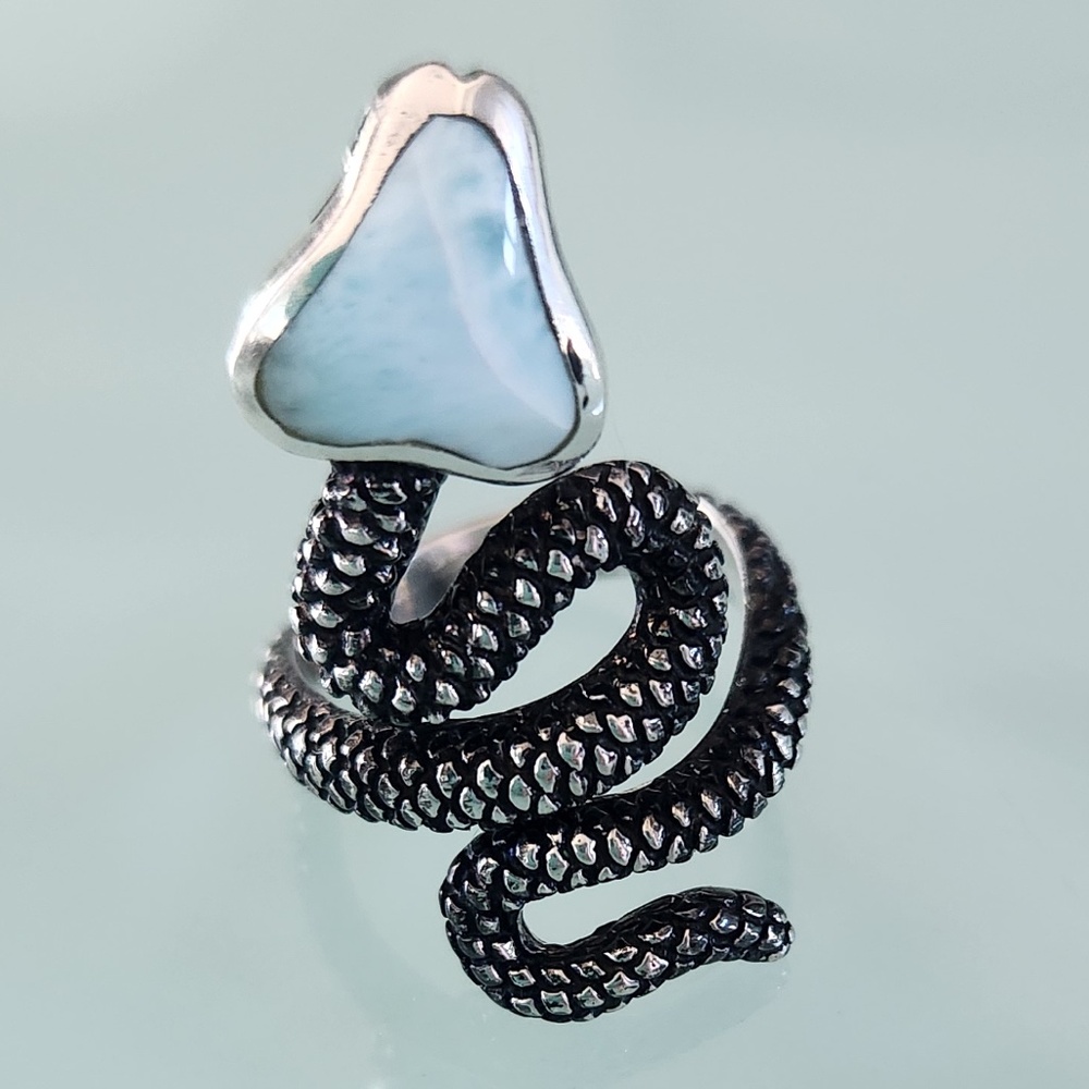 Marahlago Larimar, Aged Silver, Snake Ring, Size 7, NWOT